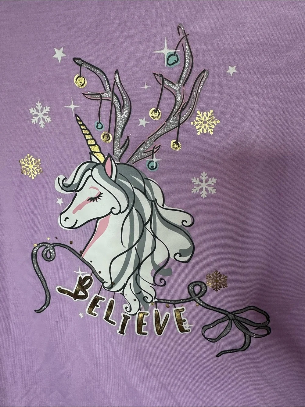 MAX & OLIVIA Kids' Lavender Unicorn Pajama Set Size 14-16